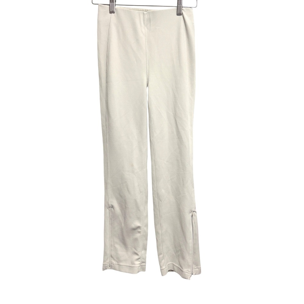 Lululemon Ribbed Softstreme Zip-Leg High-Rise Cropped Pant Bone LW6CNWS 25" 4.